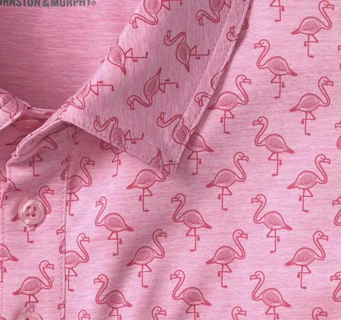 Johnston and Murphy XC4 Performance Polo Pink Tonal Flamingo Men Polos and Tees Johnston and Murphy XC4 Performance Polo Pink Tonal Flamingo Men Polos and Tees