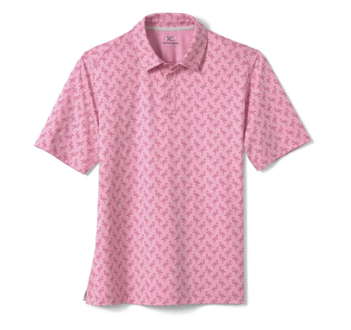Johnston and Murphy XC4 Performance Polo Pink Tonal Flamingo Men Polos and Tees Johnston and Murphy XC4 Performance Polo Pink Tonal Flamingo Men Polos and Tees
