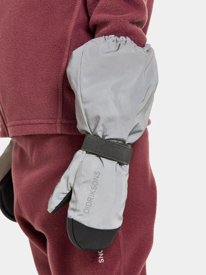 Kids Biggles Reflective Mittens Silver Didriksons Gloves and Mittens
