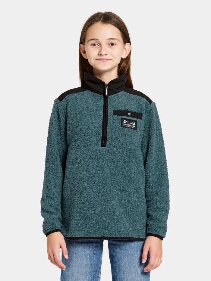 Kids Exa Half Zip Star Blue Didriksons Fleece and Midlayers