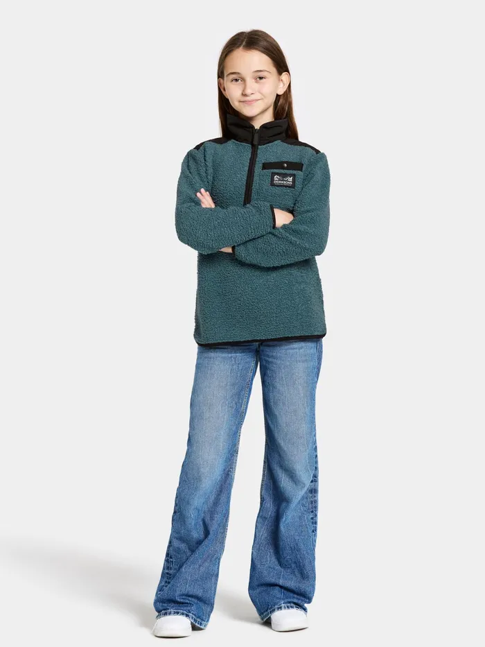 Kids Exa Half Zip Star Blue Didriksons Fleece and Midlayers