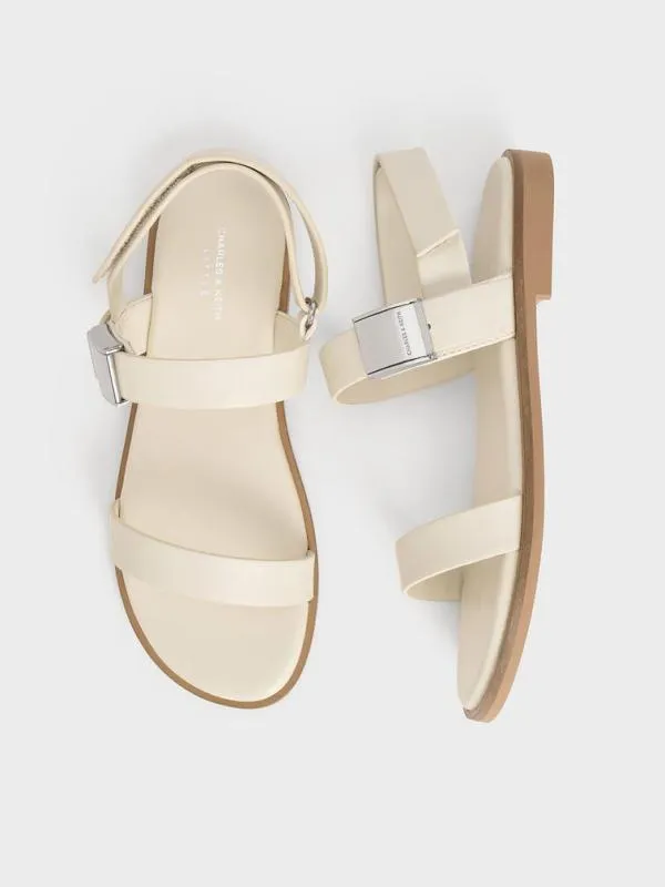 Kids Girls039 Yvette Double Strap Sandals 8211 Chalk CHARLES and KEITH Shoes