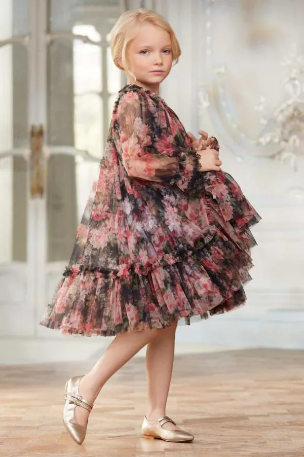 KIDS Needle and Thread Midnight Dance Long Sleeve Kids Dress Black