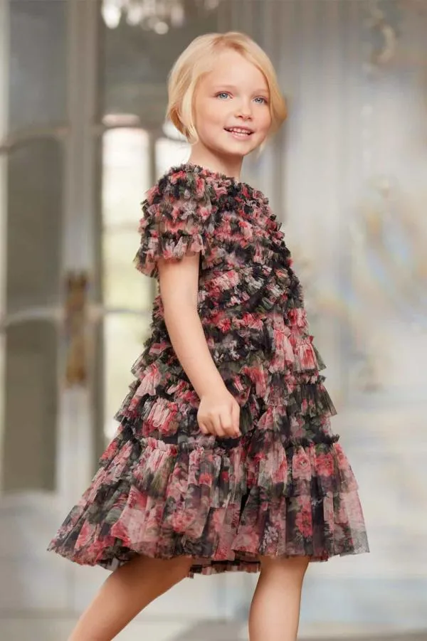 KIDS Needle and Thread Midnight Dance Marilla Ruffle Kids Dress Black