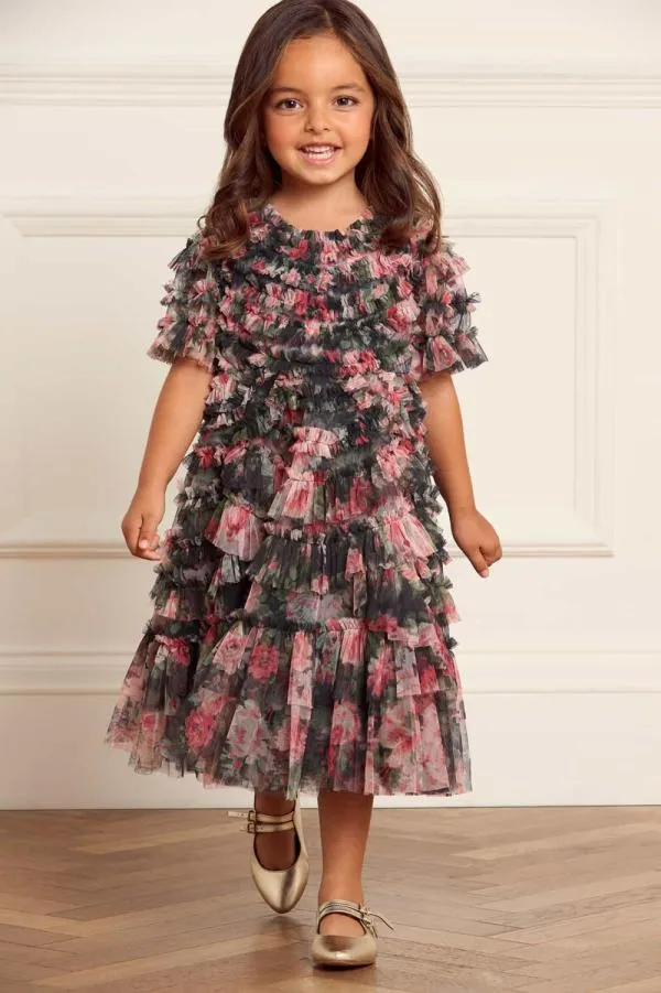 KIDS Needle and Thread Midnight Dance Marilla Ruffle Kids Dress Black KIDS Needle and Thread Midnight Dance Marilla Ruffle Kids Dress Black