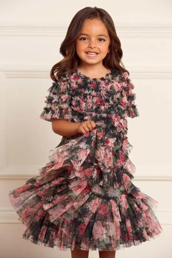 KIDS Needle and Thread Midnight Dance Marilla Ruffle Kids Dress Black KIDS Needle and Thread Midnight Dance Marilla Ruffle Kids Dress Black