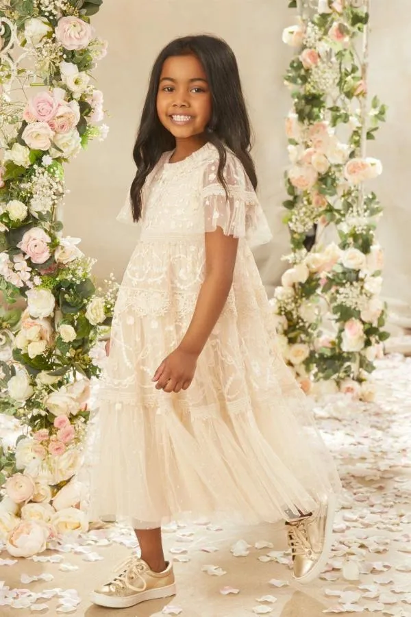 KIDS Needle and Thread Midsummer Lace Kids Dress Champagne