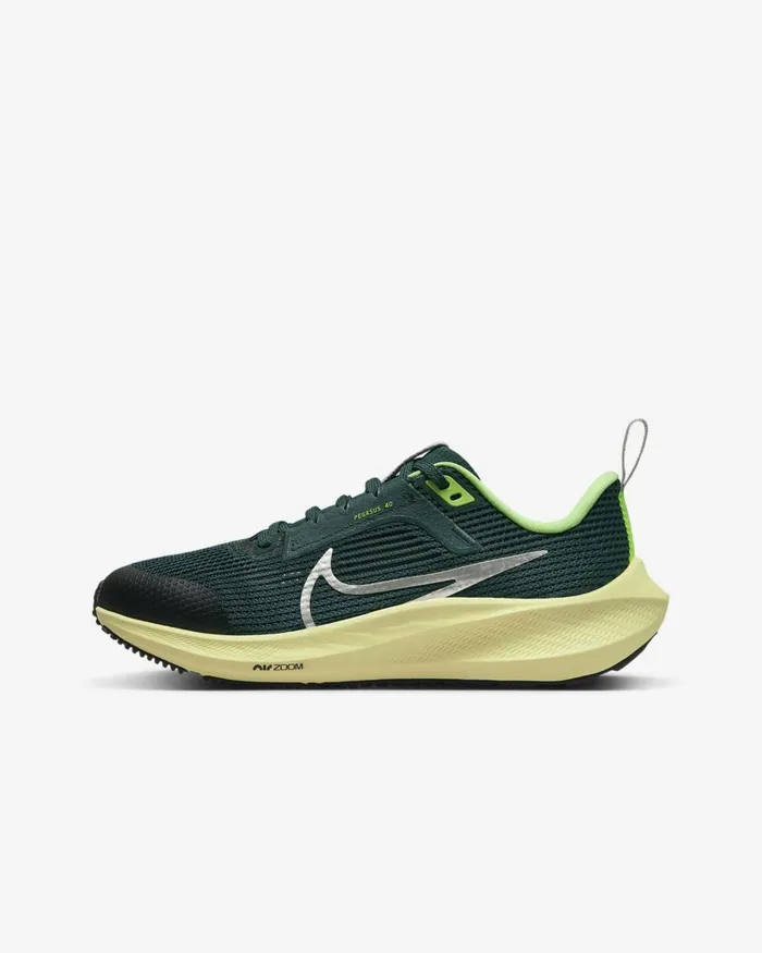 Kids Nike Running Air Zoom Pegasus 40 Deep Jungleluminous Greenlime Blastmetallic Platinum Kids Nike Running Air Zoom Pegasus 40 Deep Jungleluminous Greenlime Blastmetallic Platinum