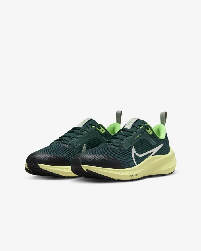 Kids Nike Running Air Zoom Pegasus 40 Deep Jungleluminous Greenlime Blastmetallic Platinum