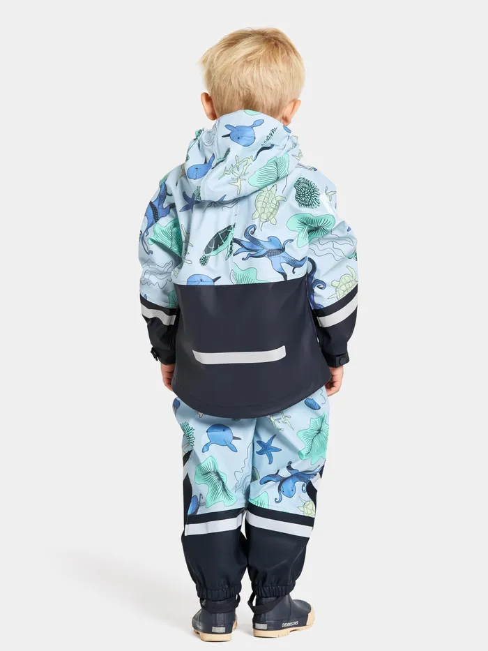 Kids Waterman Printed Set Ocean Multi Blue Didriksons Unlined Rain Set