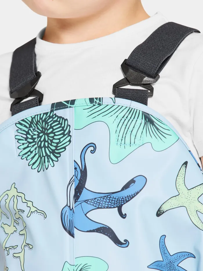 Kids Waterman Printed Set Ocean Multi Blue Didriksons Unlined Rain Set