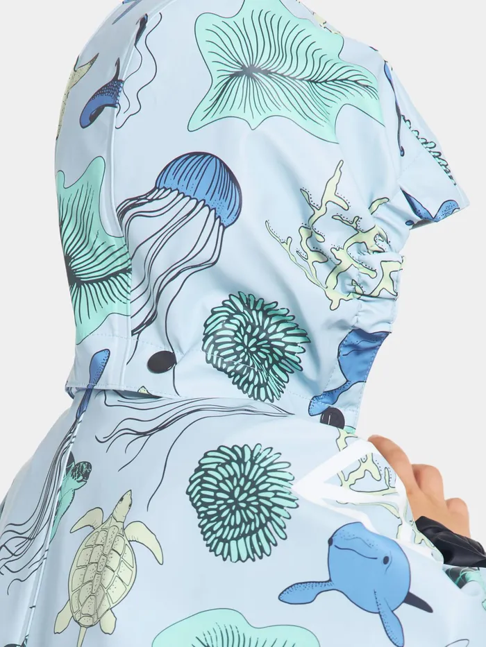 Kids Waterman Printed Set Ocean Multi Blue Didriksons Unlined Rain Set