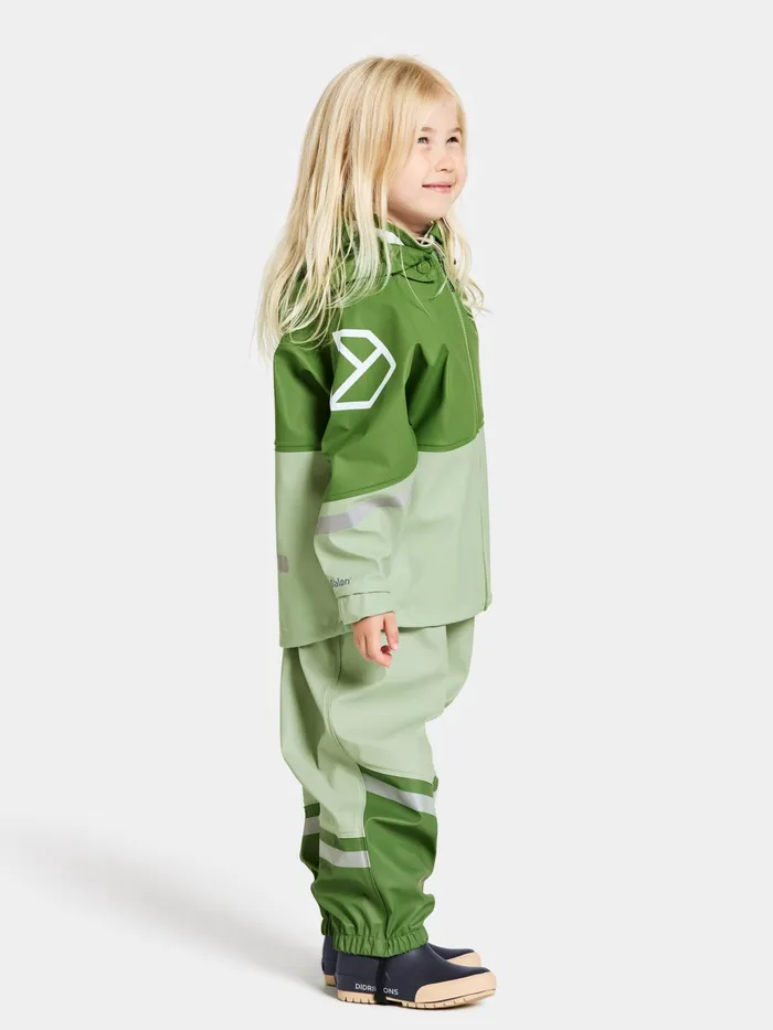 Kids Waterman Set Light Algae Green Didriksons Unlined Rain Set