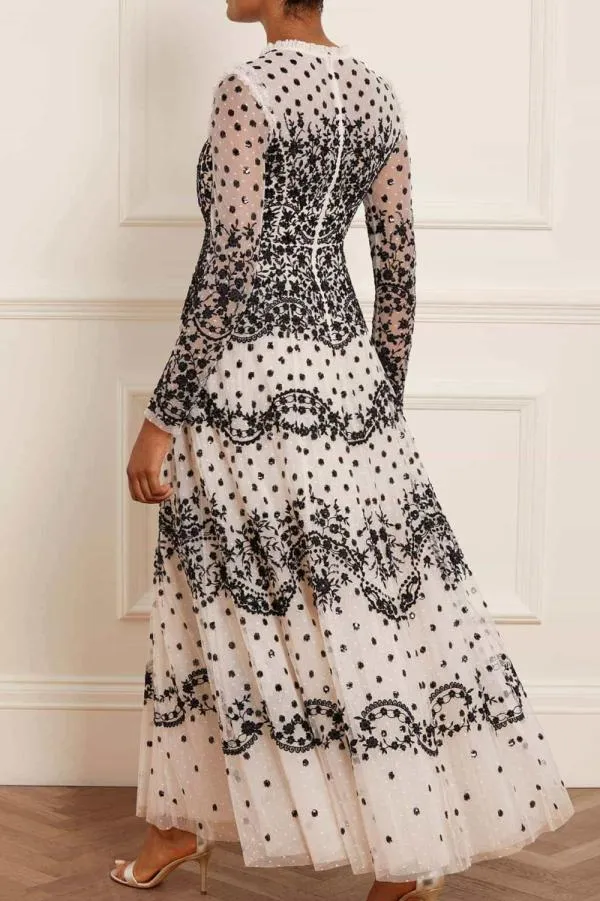 KIDSWomen Needle and Thread Beatrice Long Sleeve Gown Champagne KIDSWomen Needle and Thread Beatrice Long Sleeve Gown Champagne