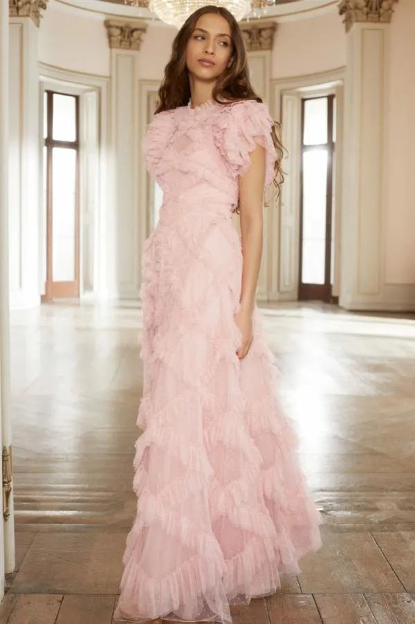 KIDSWomen Needle and Thread Genevieve Ruffle Gown Pink