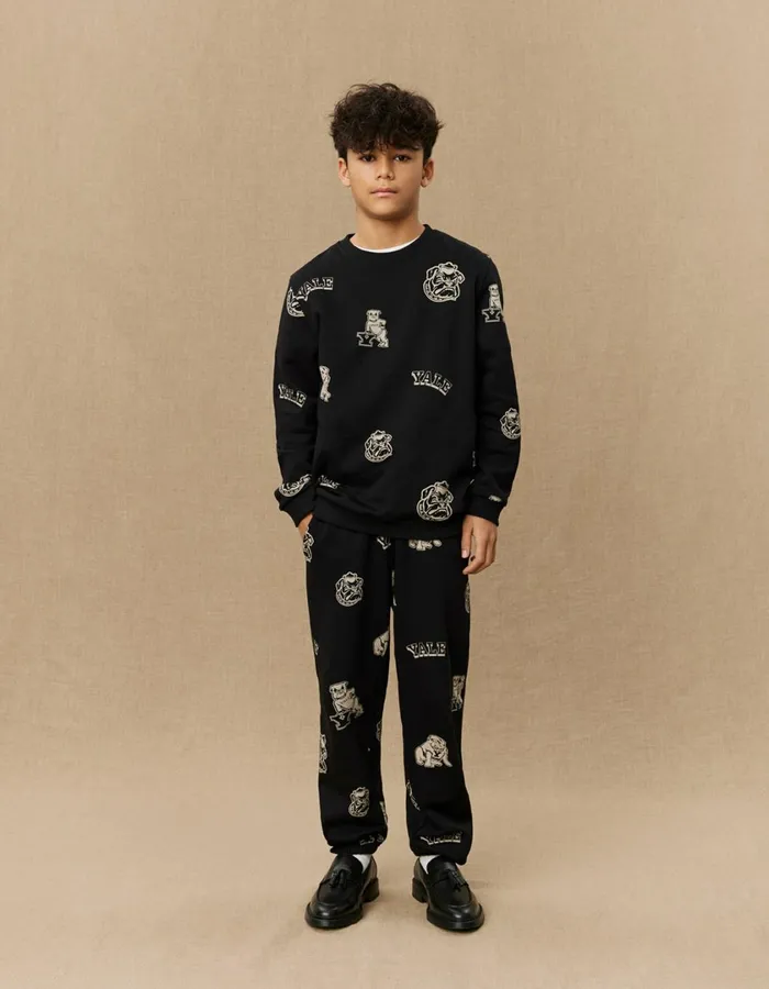 Kids Yale AOP Logo Sweatshirt KIDS 8211 BlackIvory Les Deux Yale