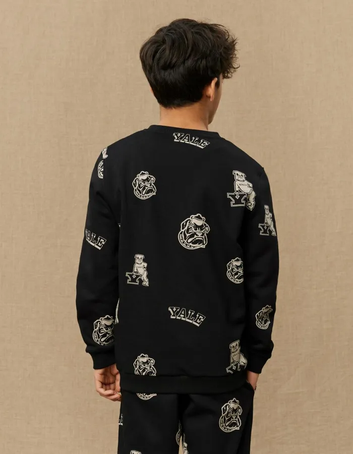 Kids Yale AOP Logo Sweatshirt KIDS 8211 BlackIvory Les Deux Yale