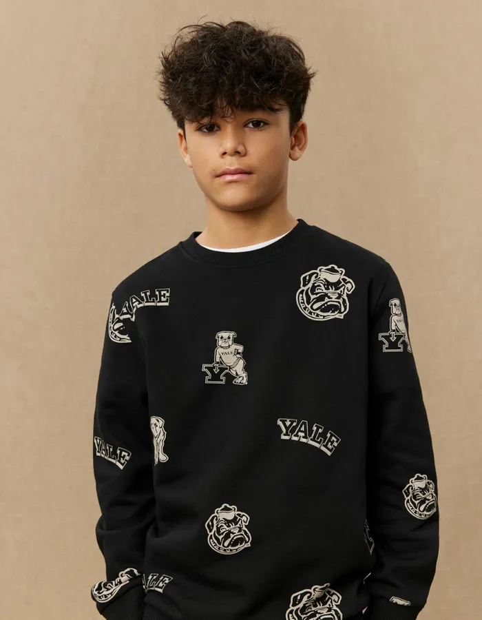 Kids Yale AOP Logo Sweatshirt KIDS 8211 BlackIvory Les Deux Yale