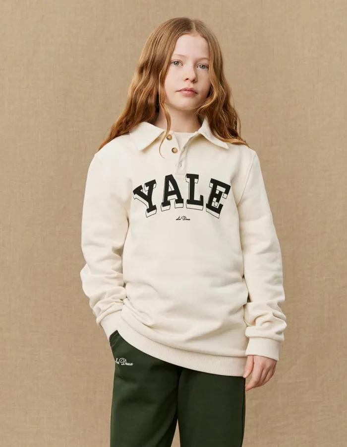 Kids Yale College Polo Sweatshirt KIDS 8211 IvoryBlack Les Deux Yale