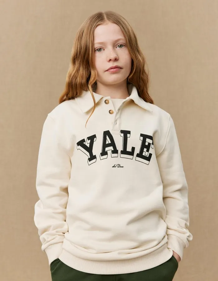 Kids Yale College Polo Sweatshirt KIDS 8211 IvoryBlack Les Deux Yale