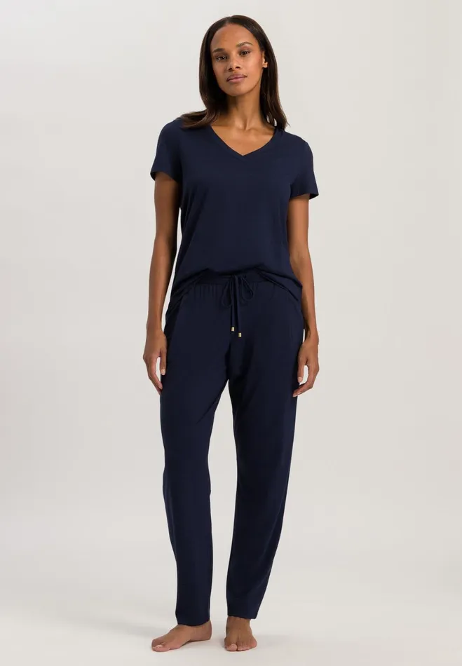 Knit Long Pant Deep Navy Women HANRO Pajama Bottoms