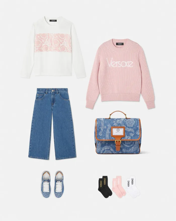 Knitwear and Sweatshirts Kids Versace 1978 ReEdition Logo Sweater Light Pink