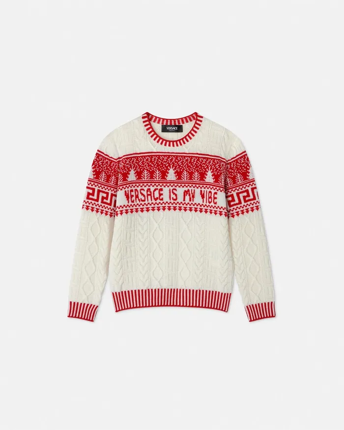 Knitwear and Sweatshirts Kids Versace Fair Isle Jacquard Knit Sweater White