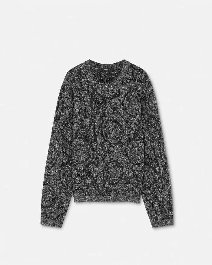 Knitwear Men Versace Barocco CableKnit Sweater Black