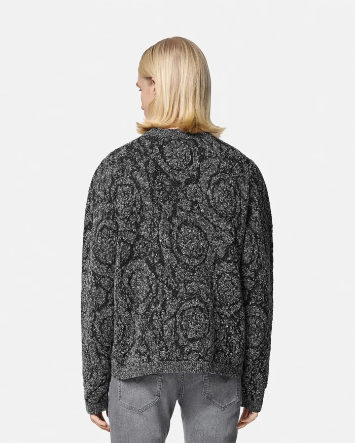 Knitwear Men Versace Barocco CableKnit Sweater Black
