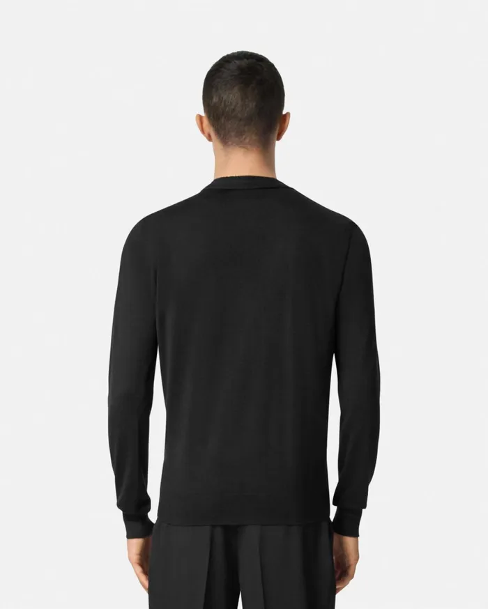 Knitwear Men Versace Embroidered WoolBlend Cardigan Black