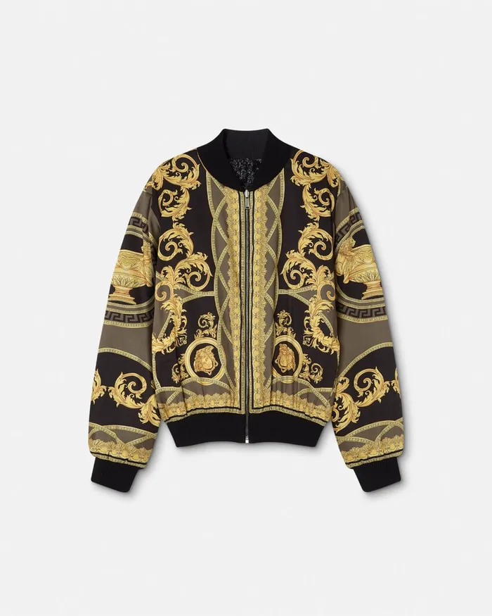 Knitwear Men Versace La Coupe Des Dieux Reversible Bomber Jacket Blacksilver