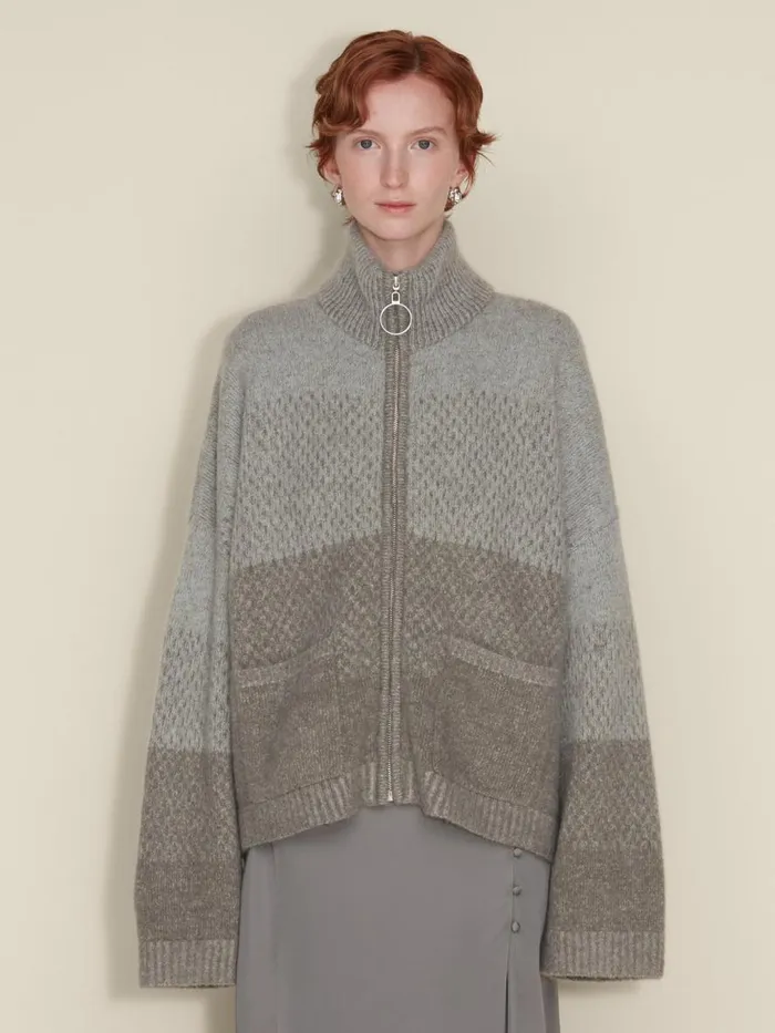 Knitwear Women Holzweiler Tine Knit Cardigan Dk Green Mix