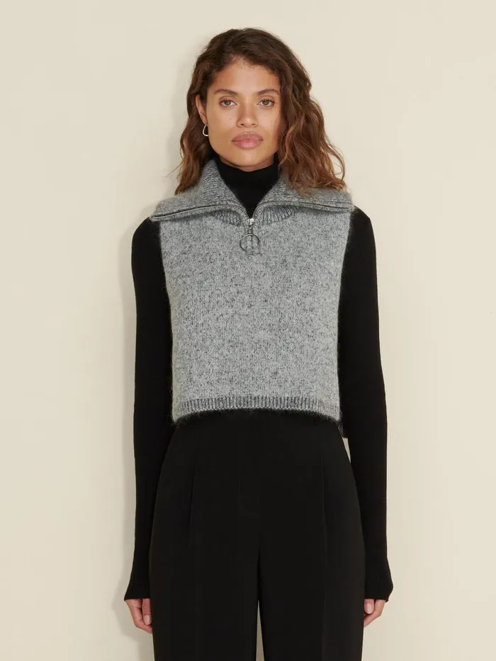 Knitwear Women Holzweiler Tine Knit Zip Bib Dk Grey Mix