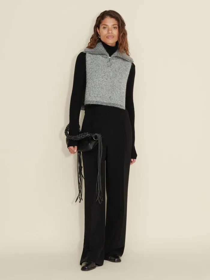 Knitwear Women Holzweiler Tine Knit Zip Bib Dk Grey Mix