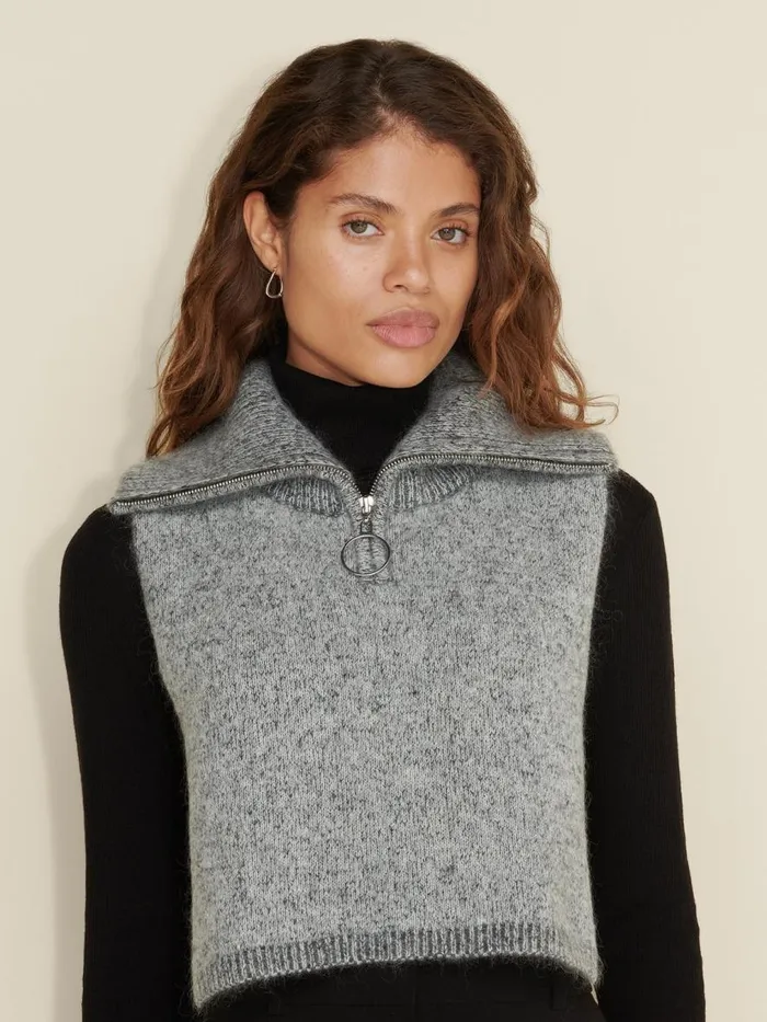 Knitwear Women Holzweiler Tine Knit Zip Bib Dk Grey Mix