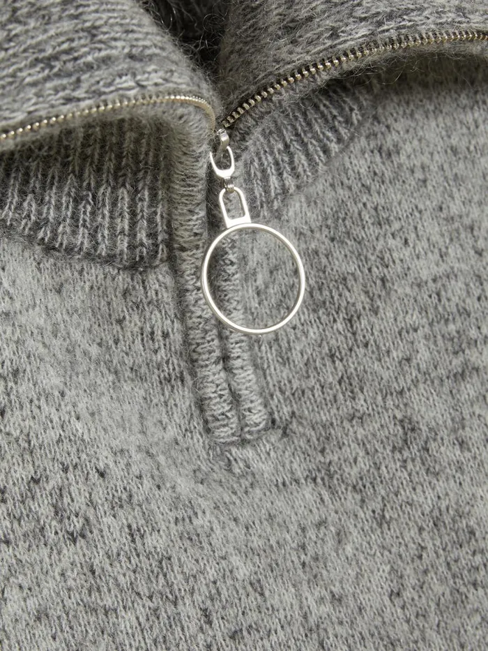 Knitwear Women Holzweiler Tine Knit Zip Bib Dk Grey Mix