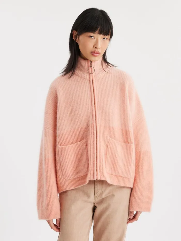 Knitwear Women Holzweiler Tine Rib Cardigan Lt Pink Mix