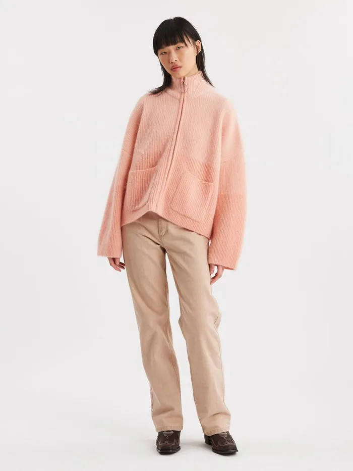 Knitwear Women Holzweiler Tine Rib Cardigan Lt Pink Mix