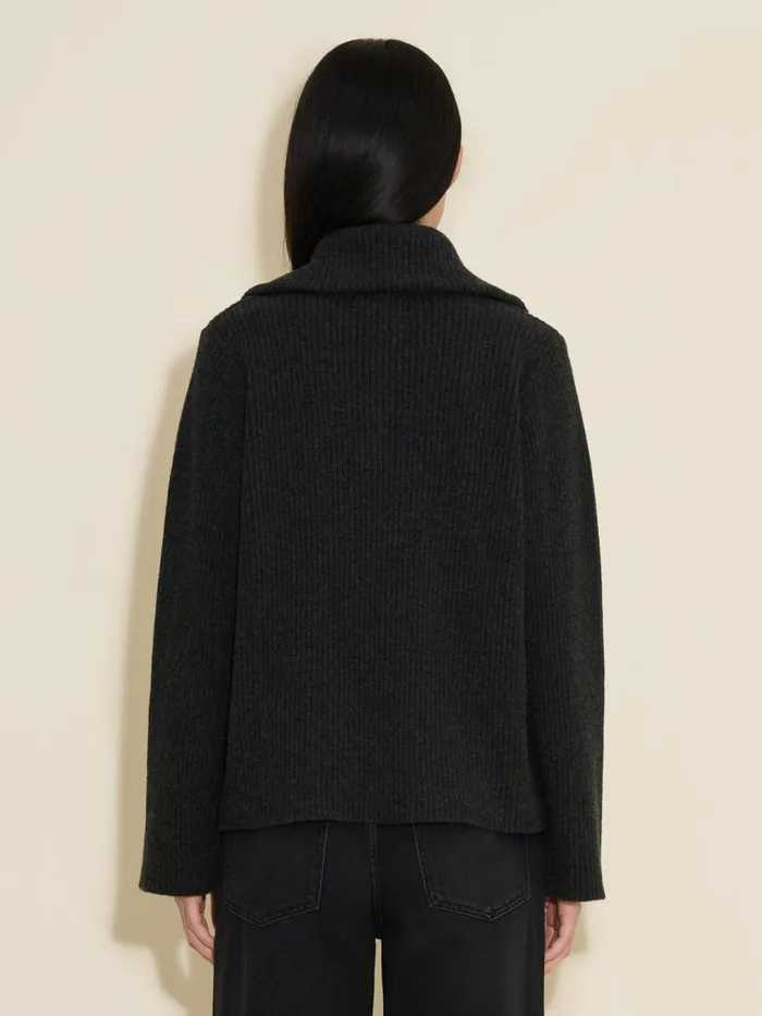 Knitwear Women Holzweiler W Lambswool Rib Zip Turtle Dk Grey