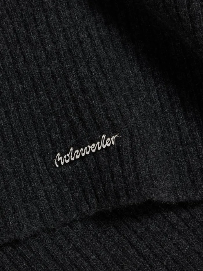 Knitwear Women Holzweiler W Lambswool Rib Zip Turtle Dk Grey