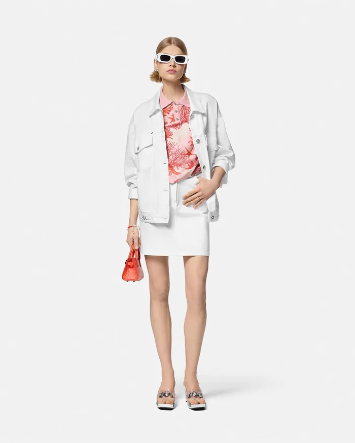 Knitwear Women Versace Barocco Sea Knit Polo Shirt Pinkprint