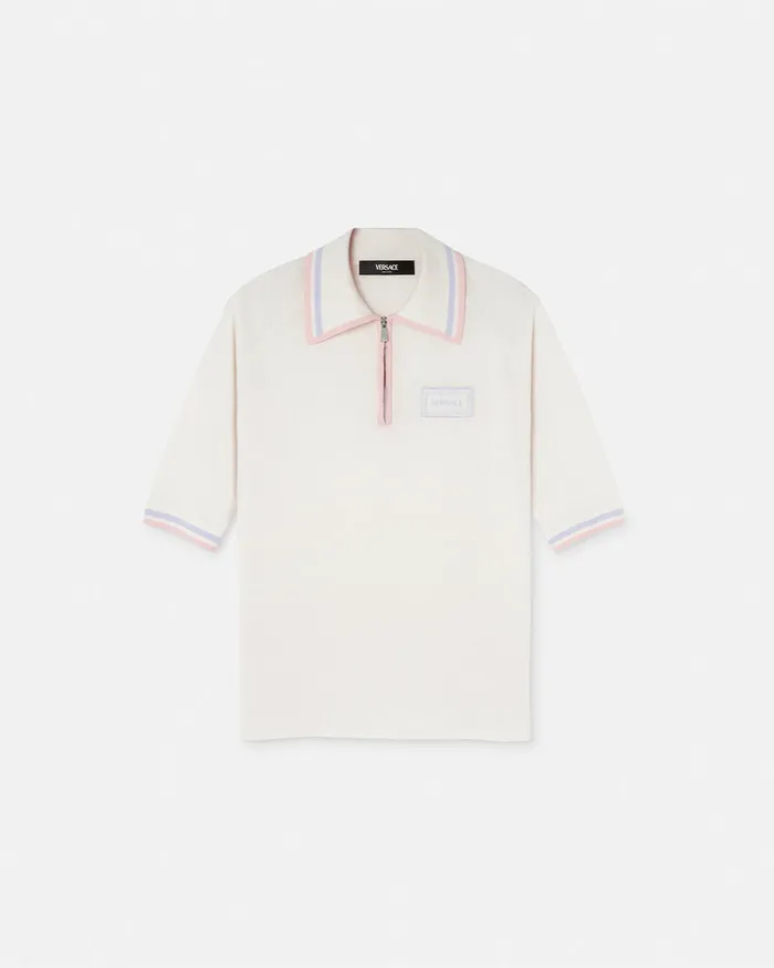 Knitwear Women Versace Knit Loose Polo Shirt White