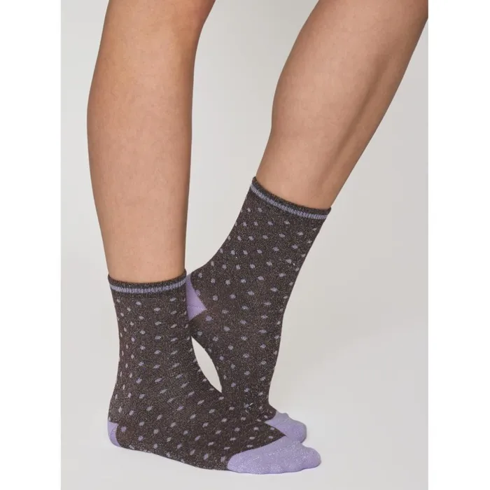 KnowledgeCotton Apparel Accessories 2 Pack Lurex Glitter Dot Socks Purple 8211 Women KnowledgeCotton Apparel Accessories 2 Pack Lurex Glitter Dot Socks Purple 8211 Women
