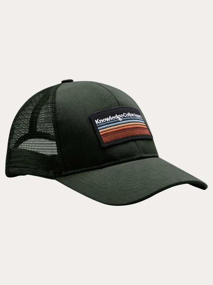 KnowledgeCotton Apparel Accessories Badge Twill Trucker Cap Forrest Night 8211 Women