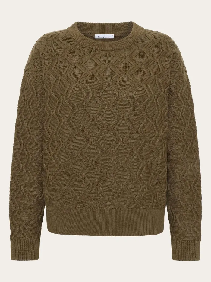 KnowledgeCotton Apparel Knits Cotton Cable Crew Neck Regenerative Organic Certified 8211 Women KnowledgeCotton Apparel Knits Cotton Cable Crew Neck Regenerative Organic Certified 8211 Women