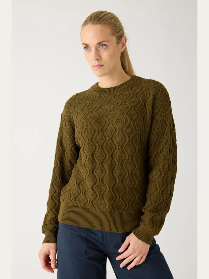 KnowledgeCotton Apparel Knits Cotton Cable Crew Neck Regenerative Organic Certified 8211 Women KnowledgeCotton Apparel Knits Cotton Cable Crew Neck Regenerative Organic Certified 8211 Women