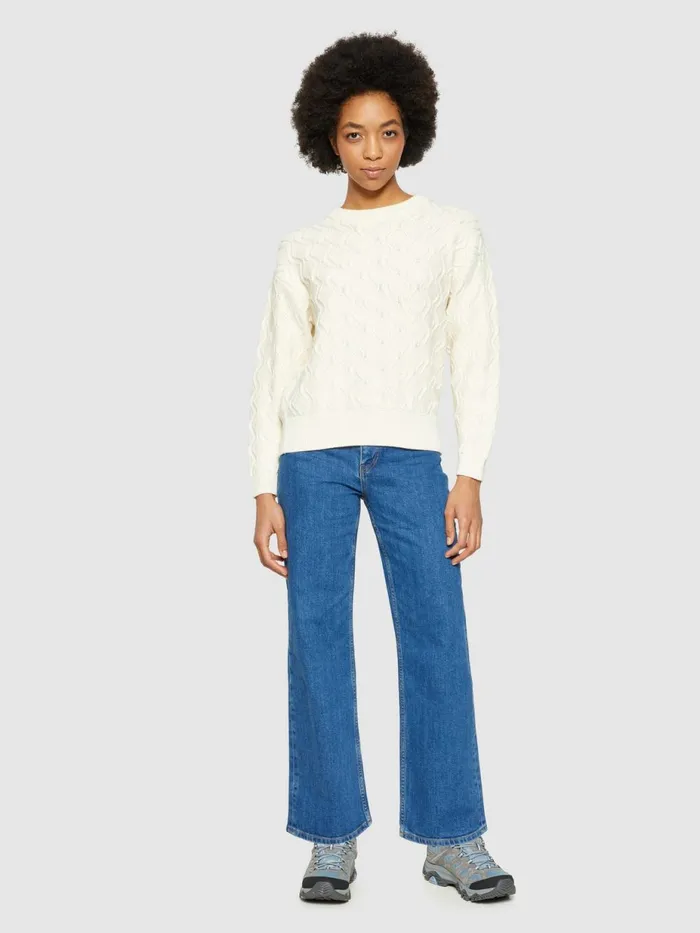 KnowledgeCotton Apparel Knits Cotton Cable Crew Neck Regenerative Organic Certified 8211 Women KnowledgeCotton Apparel Knits Cotton Cable Crew Neck Regenerative Organic Certified 8211 Women