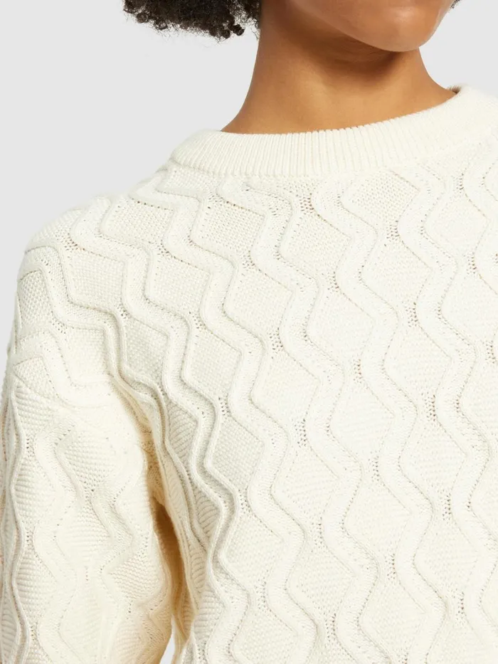 KnowledgeCotton Apparel Knits Cotton Cable Crew Neck Regenerative Organic Certified 8211 Women KnowledgeCotton Apparel Knits Cotton Cable Crew Neck Regenerative Organic Certified 8211 Women