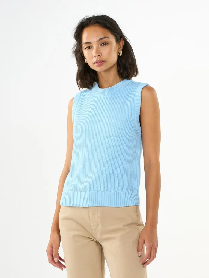 KnowledgeCotton Apparel Knits Crew Neck Cotton Mix Vest Airy Blue 8211 Women KnowledgeCotton Apparel Knits Crew Neck Cotton Mix Vest Airy Blue 8211 Women
