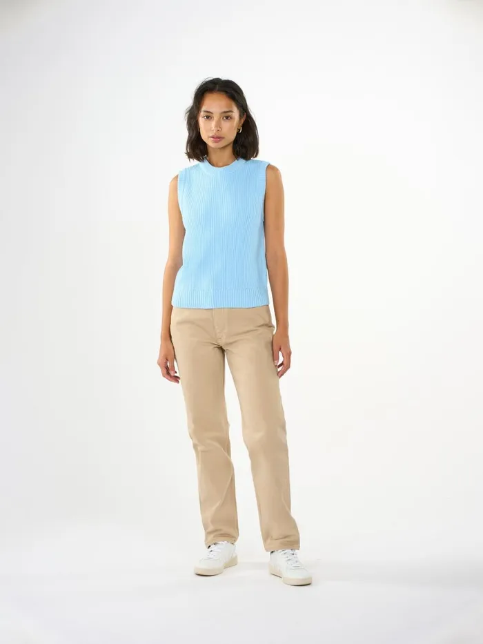 KnowledgeCotton Apparel Knits Crew Neck Cotton Mix Vest Airy Blue 8211 Women KnowledgeCotton Apparel Knits Crew Neck Cotton Mix Vest Airy Blue 8211 Women